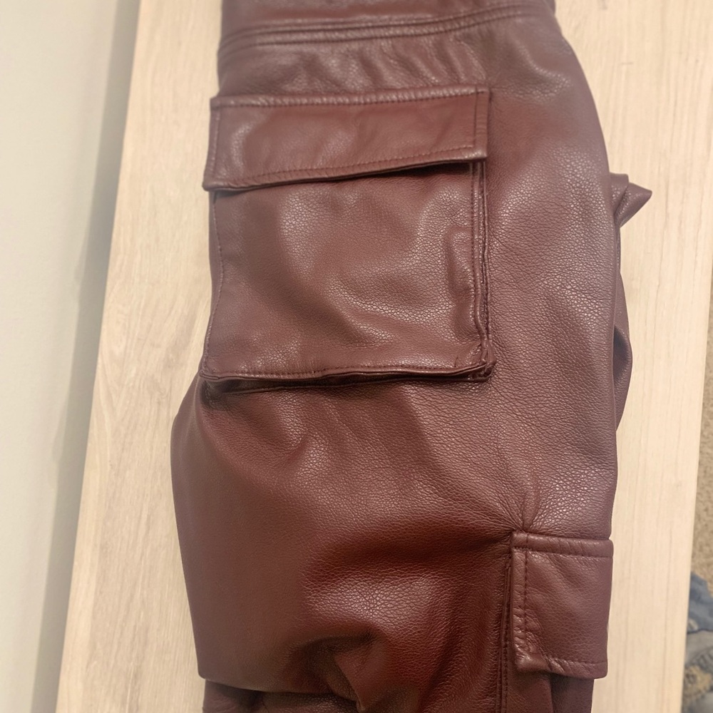 Men's Brown Leather Cargo Pants Valabasas